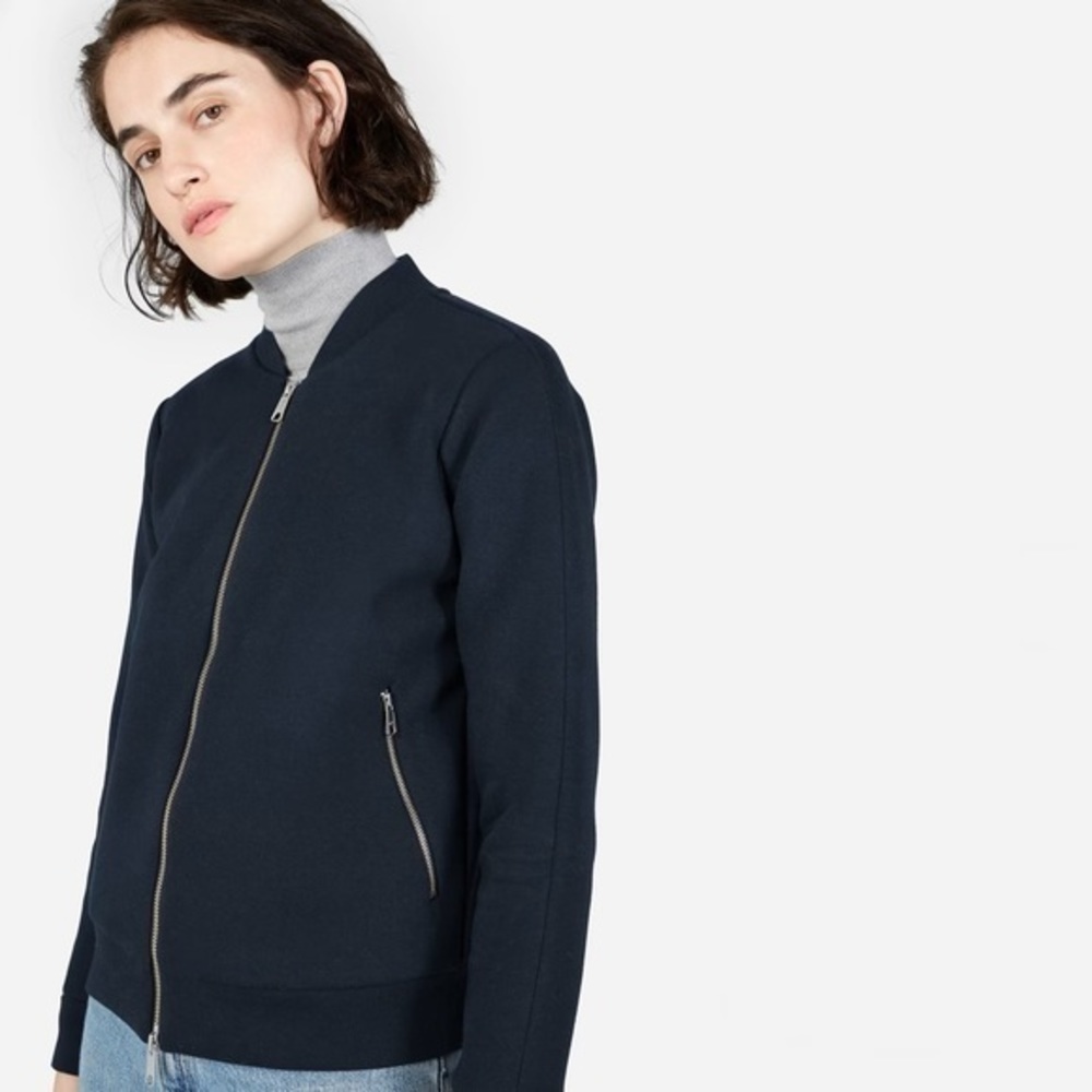 Everlane Black Bomber Scuba Jacket